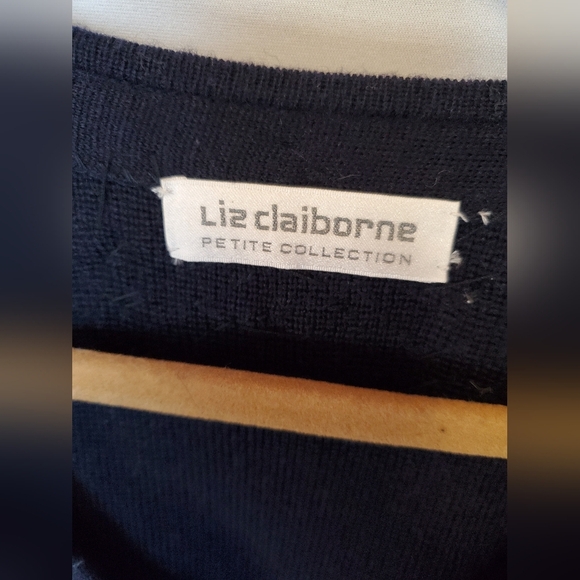 Liz Claiborne Navy Pearl zip up cardigan - Picture 5 of 16